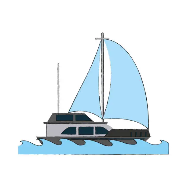 Vector illustration of Luxury sailboat isolated