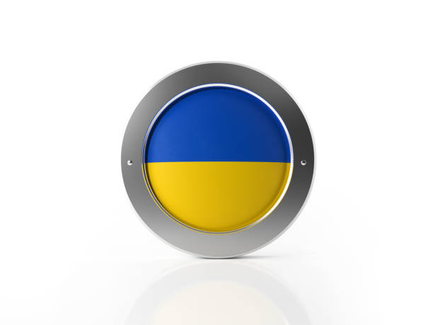 Ukranian badge on white background. Horizontal composition with clipping path.