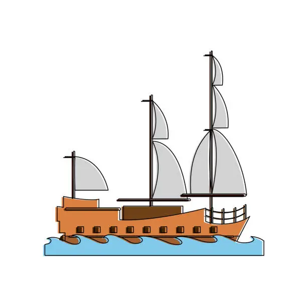 Vector illustration of Old ship boat