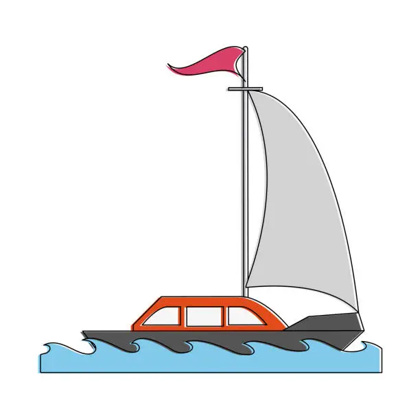 Vector illustration of Luxury sailboat isolated