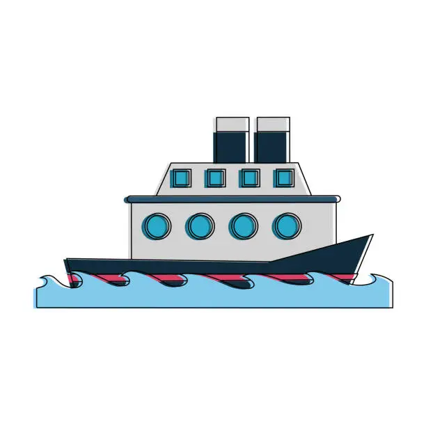 Vector illustration of Fishing ship isolated