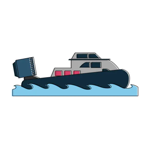 Vector illustration of Coastguard fan boat