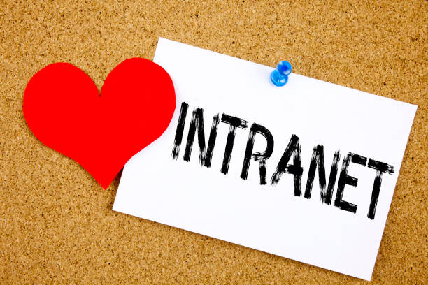 istock Conceptual hand writing text caption inspiration showing Intranet word cloud concept for Internet Network Technology and Love written on sticky note, reminder cork background with copy space 886173090