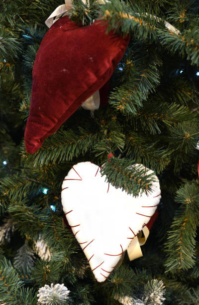 istock Christmas tree decorations for Christmas and New Year. Hearts 886173270