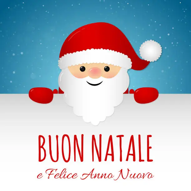 Vector illustration of Merry Christmas in Italian (Buon Natale) - concept of card with decoration. Vector.