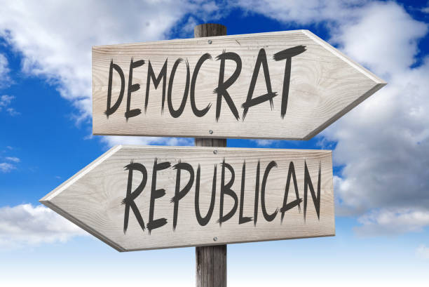 istock Democrat, republican - wooden signpost 886173500
