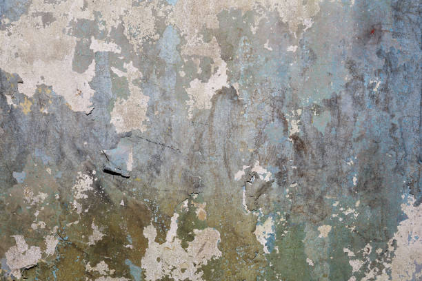 istock Old vintage cement wall with cracked paint, grunge texture 886174728