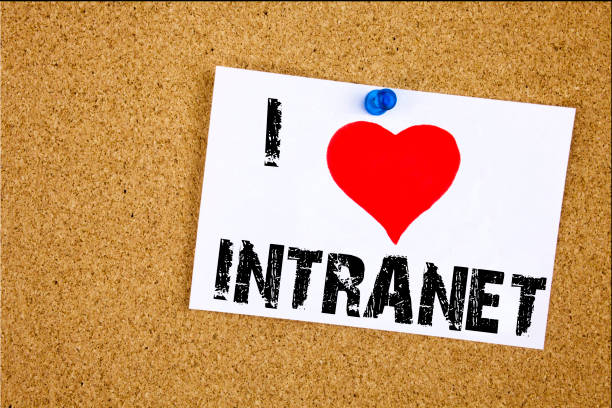 istock Hand writing text caption inspiration showing I Love Intranet word cloud concept meaning Internet Network Technology Loving written on sticky note, reminder isolated background with copy space 886175736