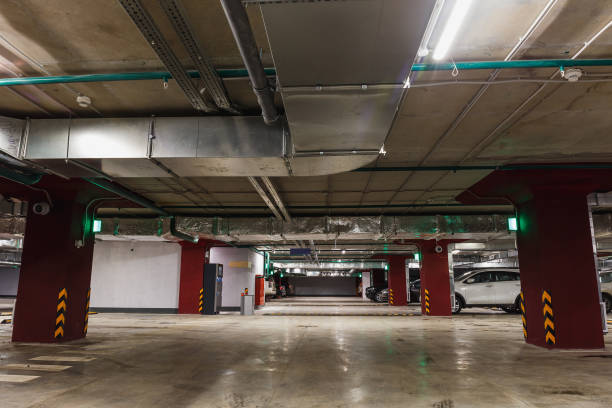 istock Underground parking or garage interior, city car infrastructure 886175828