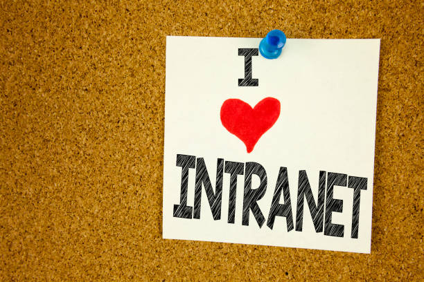 istock Hand writing text caption inspiration showing I Love Intranet word cloud concept meaning Internet Network Technology Loving written on sticky note, reminder isolated background with copy space 886176170