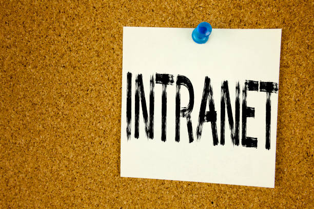 istock Conceptual hand writing text caption inspiration showing Intranet word cloud. Business concept for Internet Network Technology written on sticky note, reminder cork background with copy space 886176660