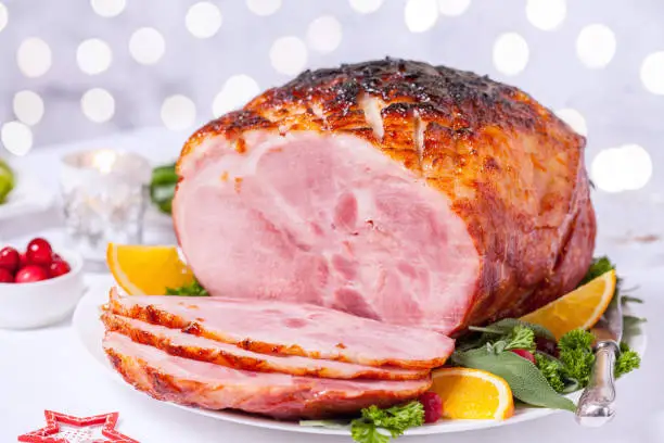 Christmas Smoked Roasted Glazed Holiday Pork Ham