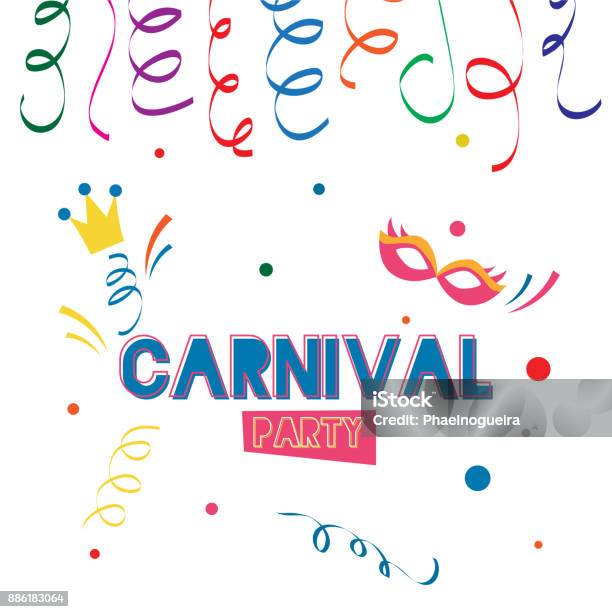 Colorful Carnival Party Poster Template Stock Illustration - Download Image Now - Streamer, Anniversary, Birthday