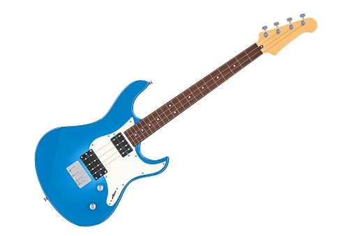 Guitarra electrica bajo, aislado en fondo blanco de procesamiento 3D photo