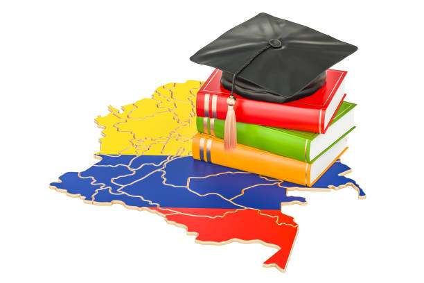 istock education in Colombia concept, 3D rendering isolated on white background 886183290