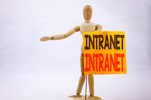istock Conceptual hand writing text caption inspiration showing Intranet word cloud Business concept for Internet Network Technology written on sticky note sculpture background with space 886183464