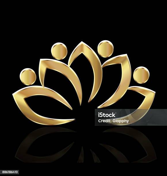 Gold Lotus Flower Icon Stock Illustration - Download Image Now - Gold - Metal, Lotus Water Lily, Abstract