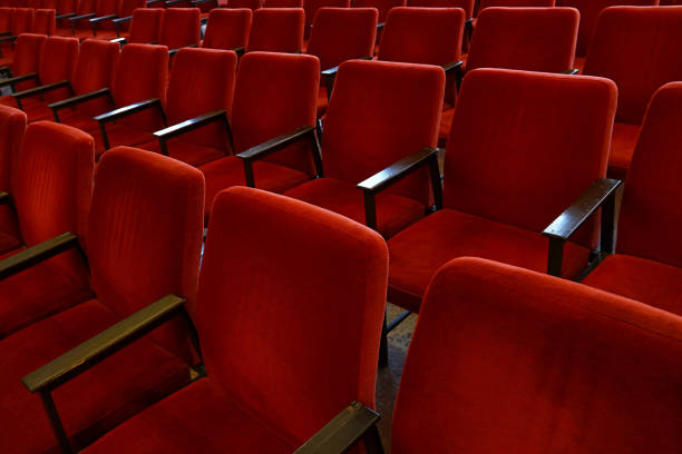 istock Rows of red soft chair seats close up 886186976