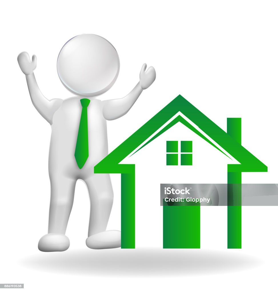 Ngôi Nhà Màu Xanh Lá Cây Và Hình Ảnh Vector Biểu Tượng Người Đàn ...