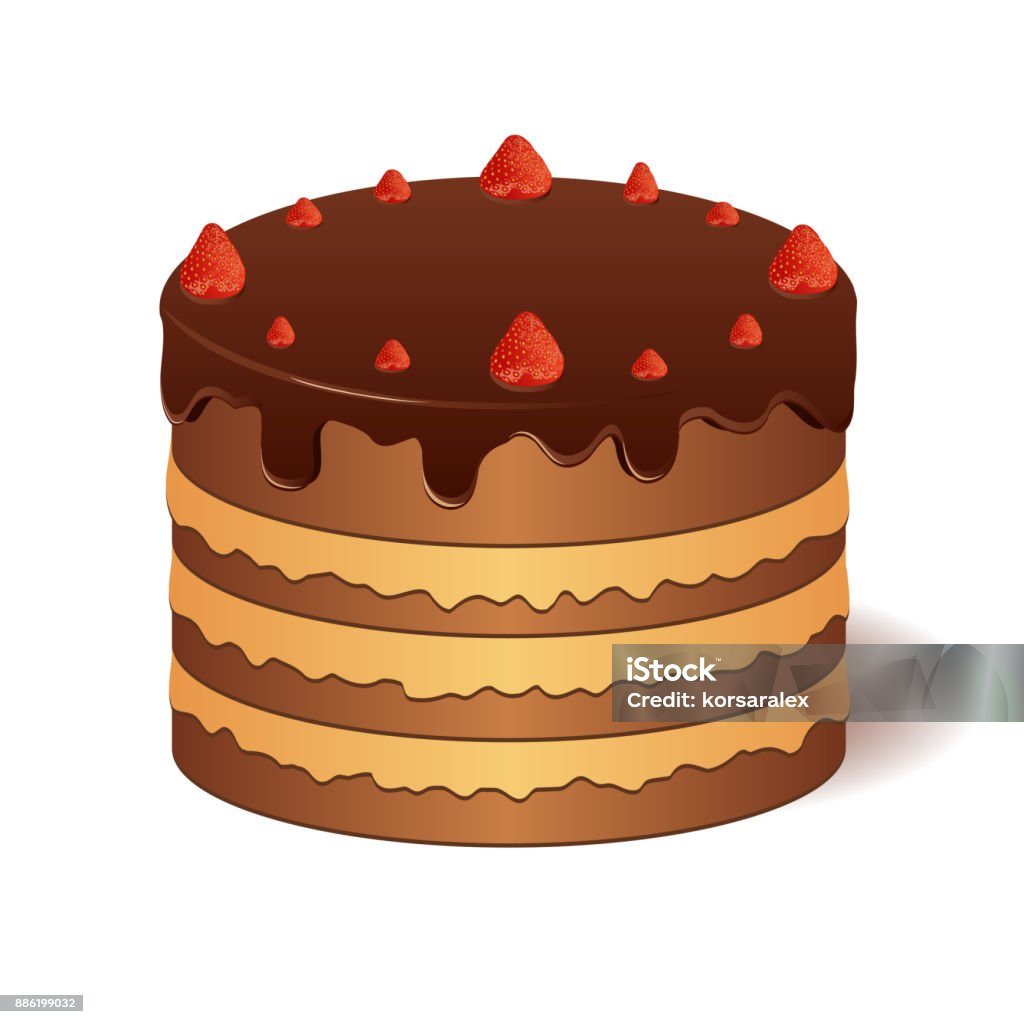 Chocolate cake with strawberries Buffet stock vector