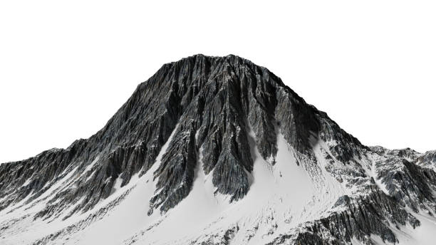 istock beautiful mountain peak with snow isolated on white background 886199522