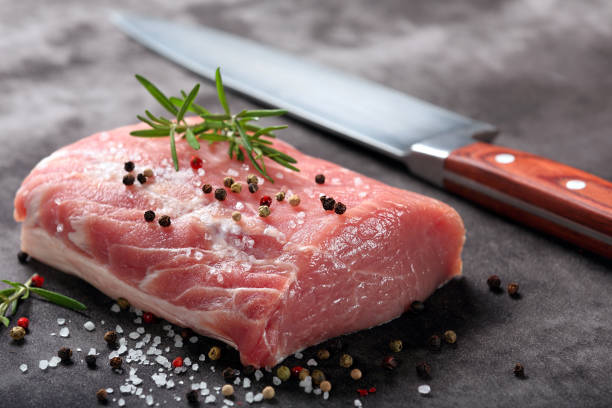 Raw pork loin with spices