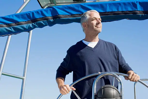 Photo of Man steering boat