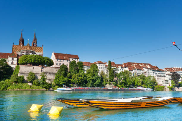 istock Boats on the river Rhine in Basel, Switzerland 886219270