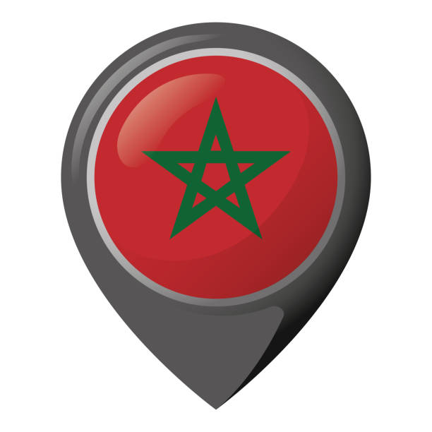istock Icon representing location pin with the flag of Morocco. Ideal for catalogs of institutional materials and geography 886221904