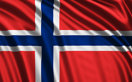 High quality 3d render of a waving Norwegian flag. Great use for Sweden related concepts. Horizontal composition.