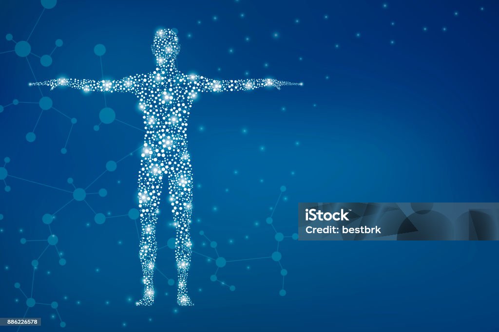 Abstract human body with molecules DNA. Medicine, science and technology concept. Illustration The Human Body stock illustration