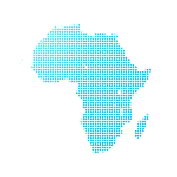 Vector illustration of Africa map of blue dots on white background