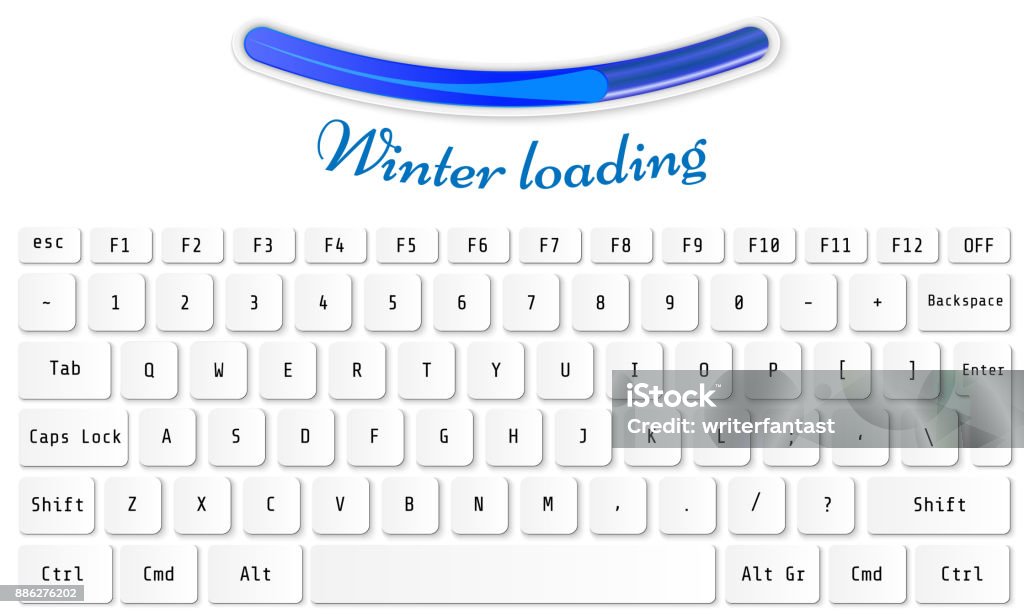 Keyboard Loading Icon Computer Keyboard Isolated On White Background Winter Loading Concept ...