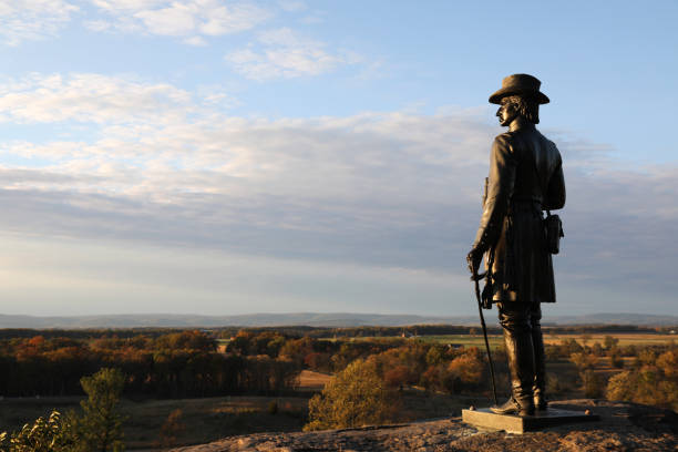 статуя в геттисберге - american civil war battle conflict gettysburg national military park стоковые фото и изображения