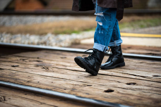 istock Crossing the railroad track 886292436