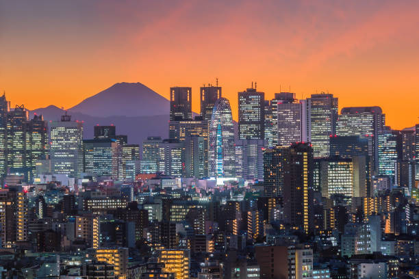 istock Tokyo skyline and Mountain fuji 886295278