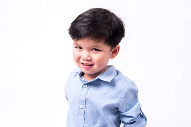 istock Smile asian toddler boy portrait on white background. 886298408