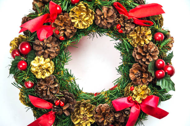 istock christmas wreath on white background . 886305826
