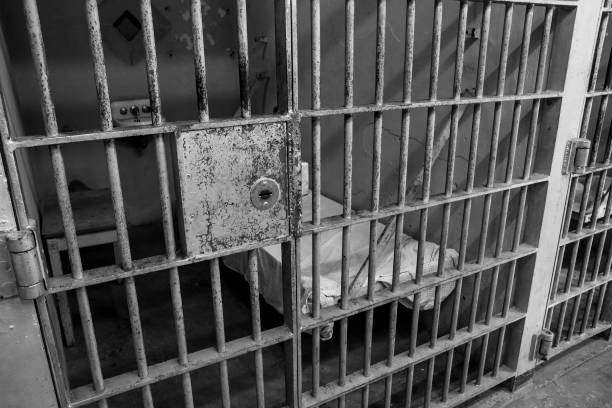 barreaux de prison - solitary confinement photos et images de collection