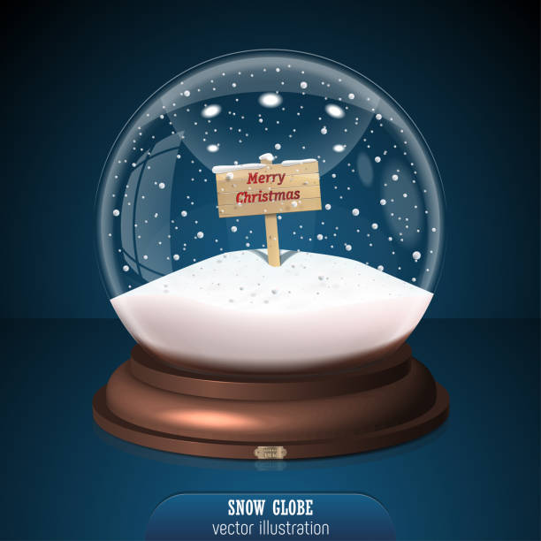 istock Snow globe on blue background. Merry Christmas and Happy New Year 2018. Realistic snow globe for Your business project. Vector Illustration 886346078