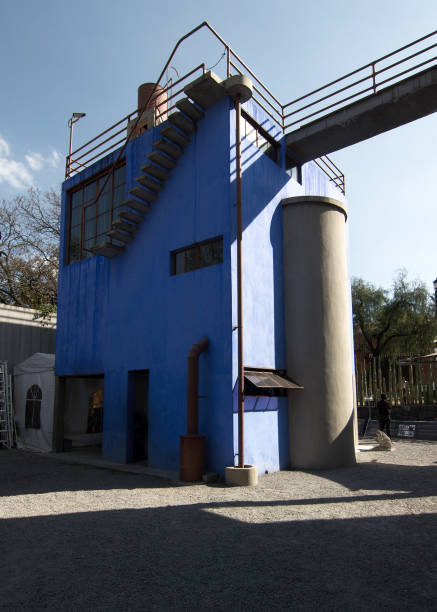 Museum of Diego Rivera and Frida Kahlo Mexico City, Mexico - 2017: Frida's home at  House Studio Museum of Diego Rivera and Frida Kahlo, located in San Angel. Architect: Juan O'Gorman. frida kahlo museum stock pictures, royalty-free photos & images