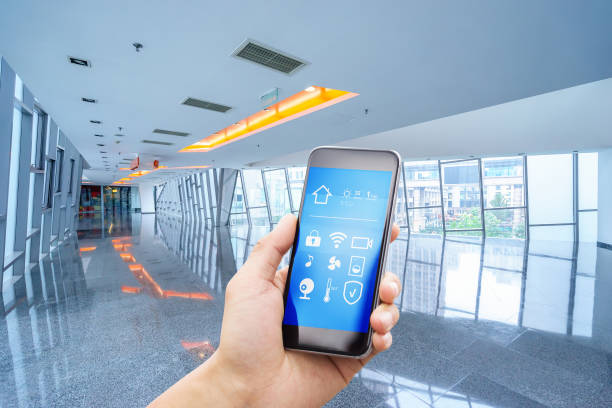 istock smart phone with smart home with modern corridor 886360050