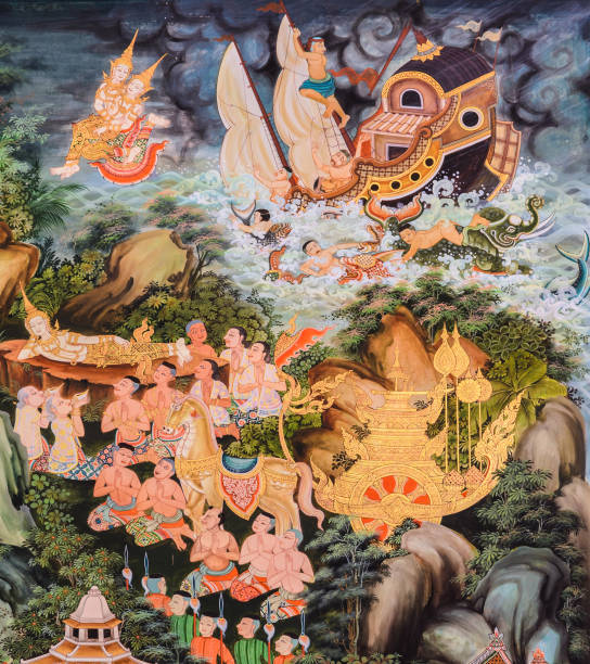 istock Buddhist temple mural painting art 886363092