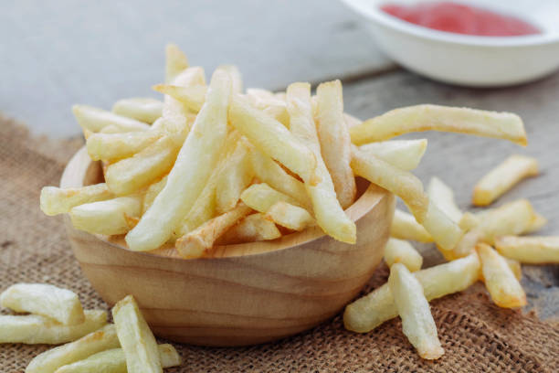 istock French fries on sackcloth. 886369744