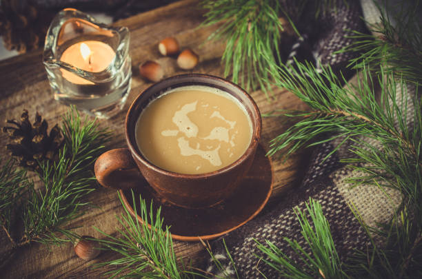 istock Hot cocoa, warm pleid and candle. Rustic life. 886384530