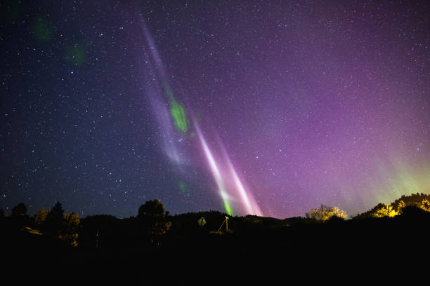 Northern Lights or Aurora Borealis in North America stock photo