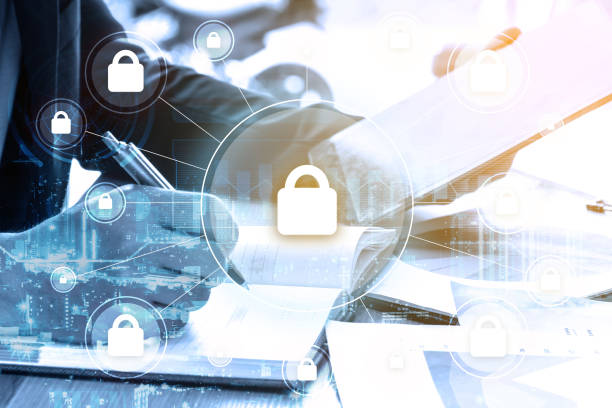 istock double exposure businessman writes business plan and security 886388124