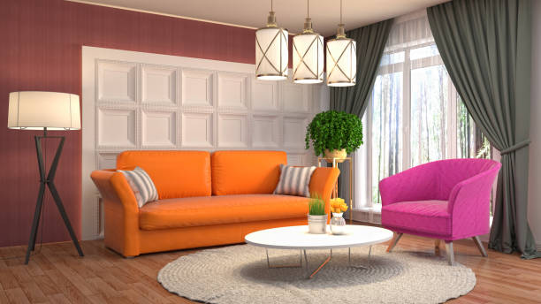 istock Interior living room. 3d illustration 886405588