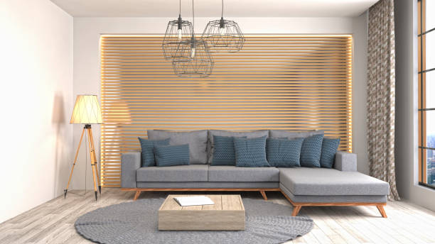 istock Interior living room. 3d illustration 886405644