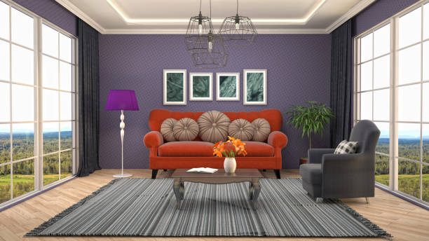 istock Interior living room. 3d illustration 886405810